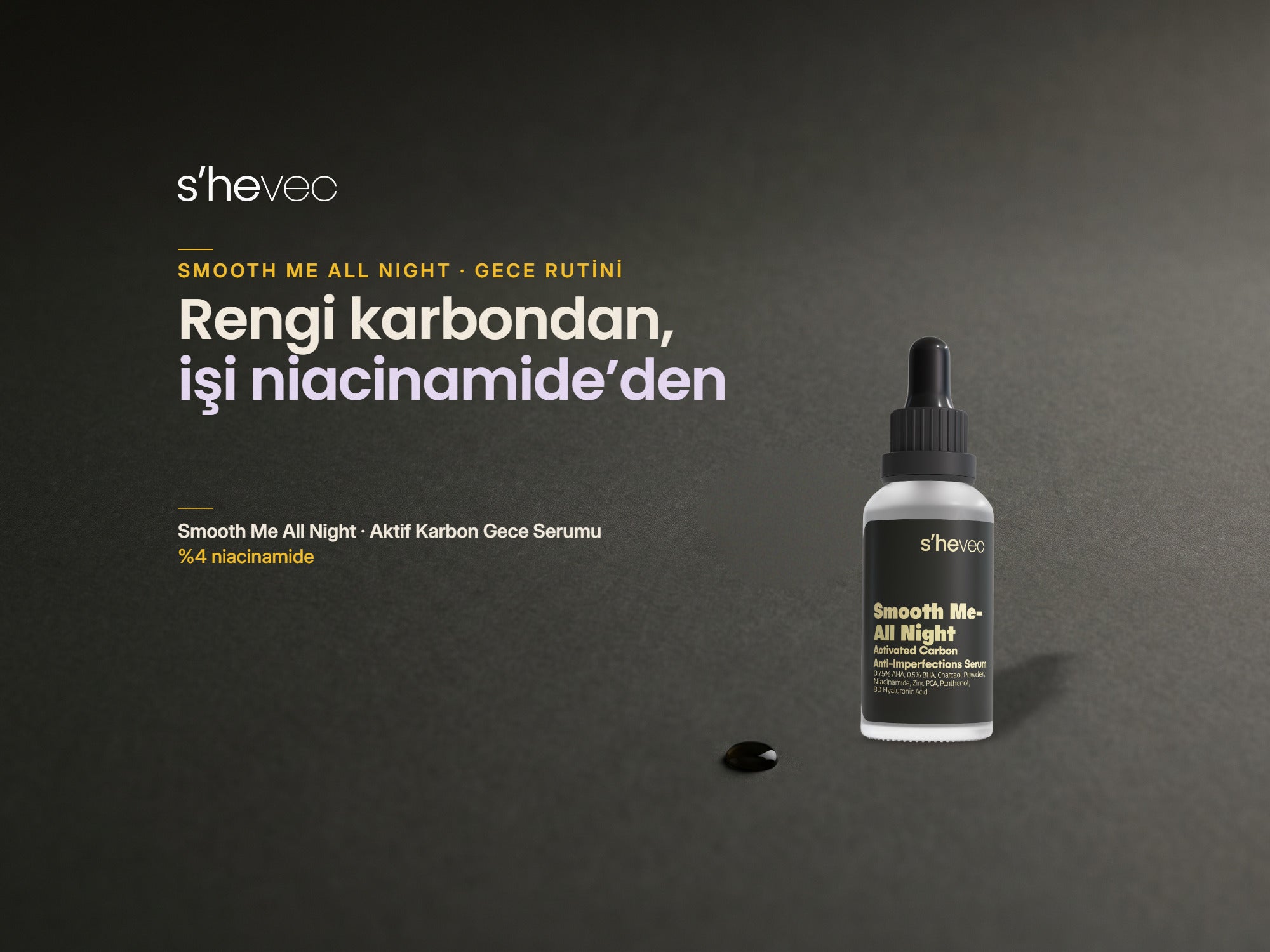Rengi karbondan, işi niacinamide'den — Aktif Karbon Serum Nasıl Kullanılır? Smooth Me All Night ile Gece Rutini