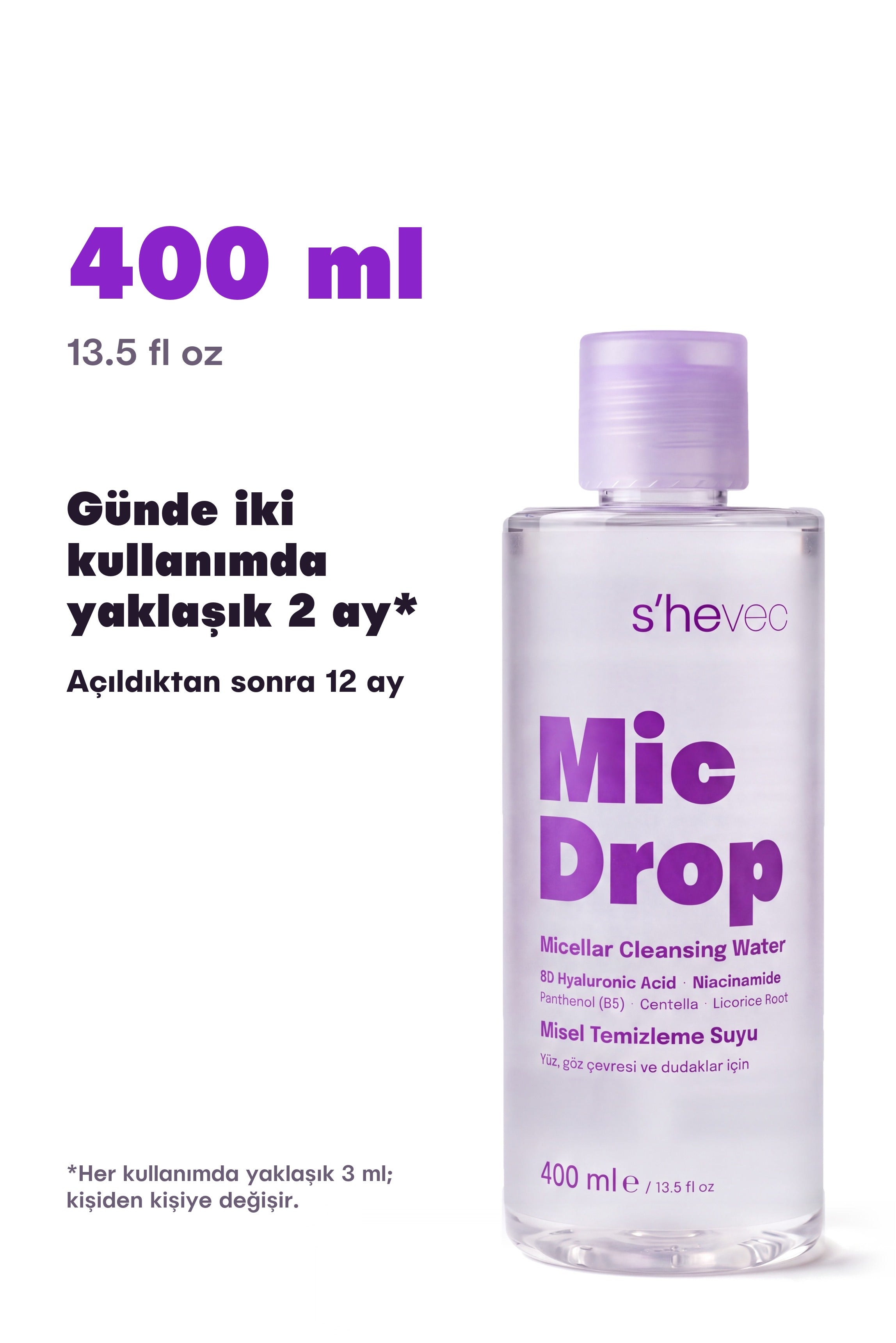 Mic Drop misel temizleme suyu 400 ml (13.5 fl oz)